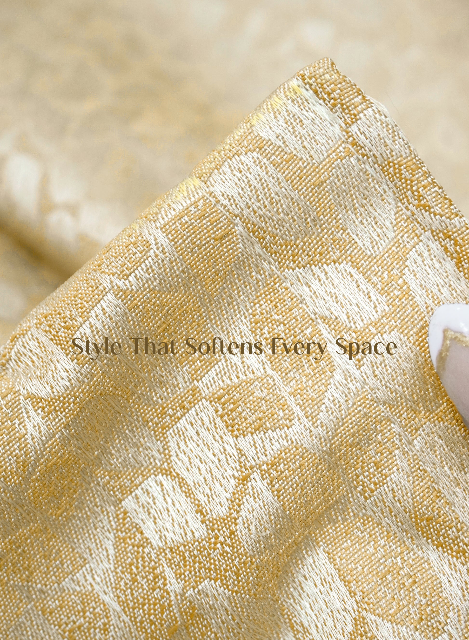 Eudora Jacquard Blackout Curtains | Pebble Jacquard Weave & Total Light Block | Champagne Gold | Set of 2 | Fully Customizable