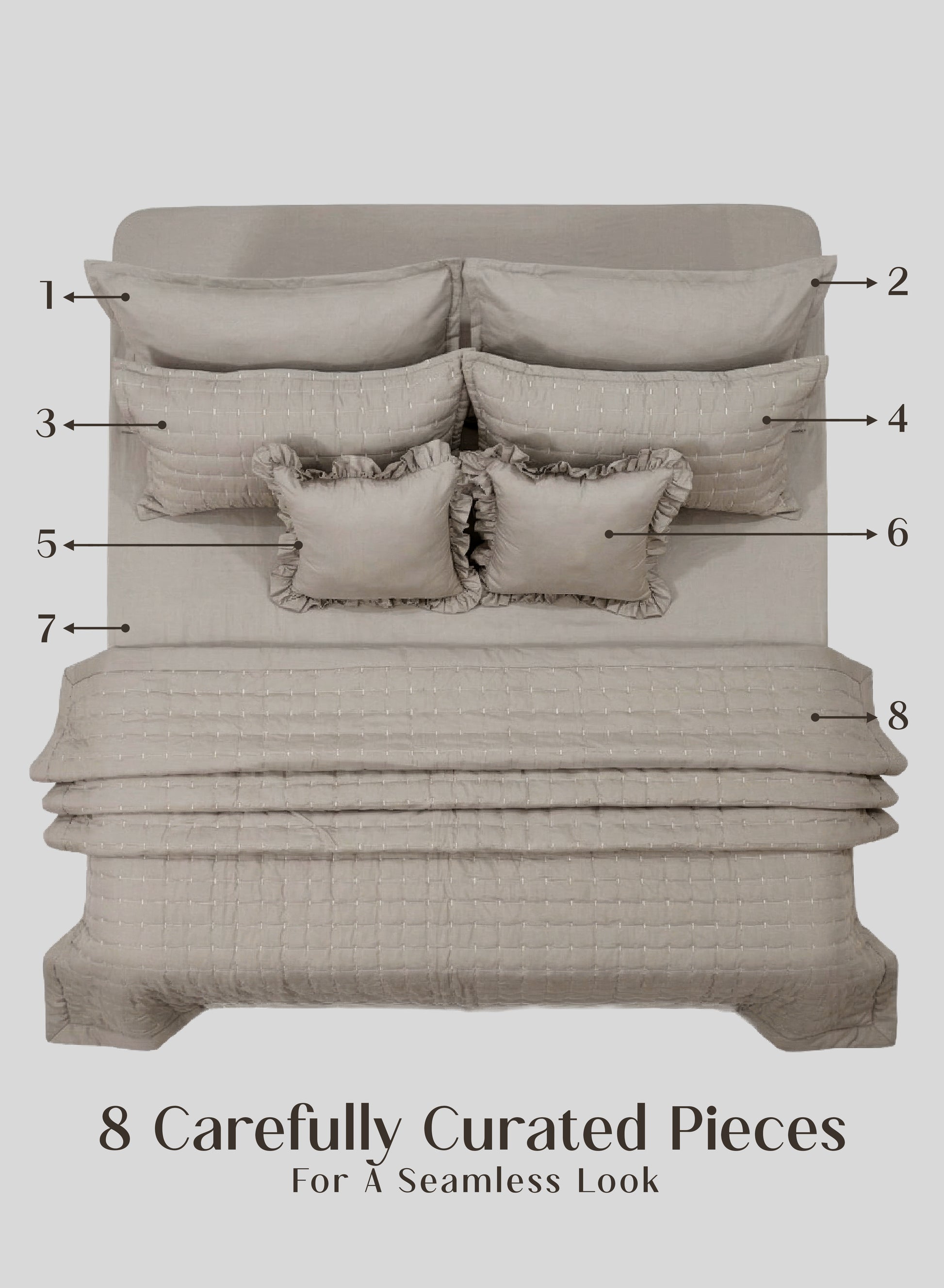 Home Crayons CloudTouch™ 8-Piece AC Bedding Set | Complete Bedroom Upgrade in One Set | Latte Crème