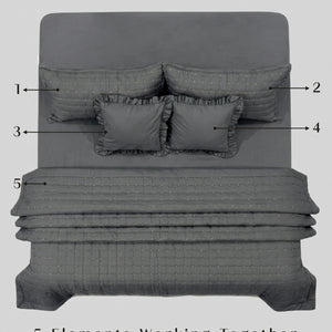 Home Crayons CloudTouch™ 5-Piece AC Comforter Set | 33% Oversized | Includes 2 Pillow & 2 Cushion Covers | Pebble Gray