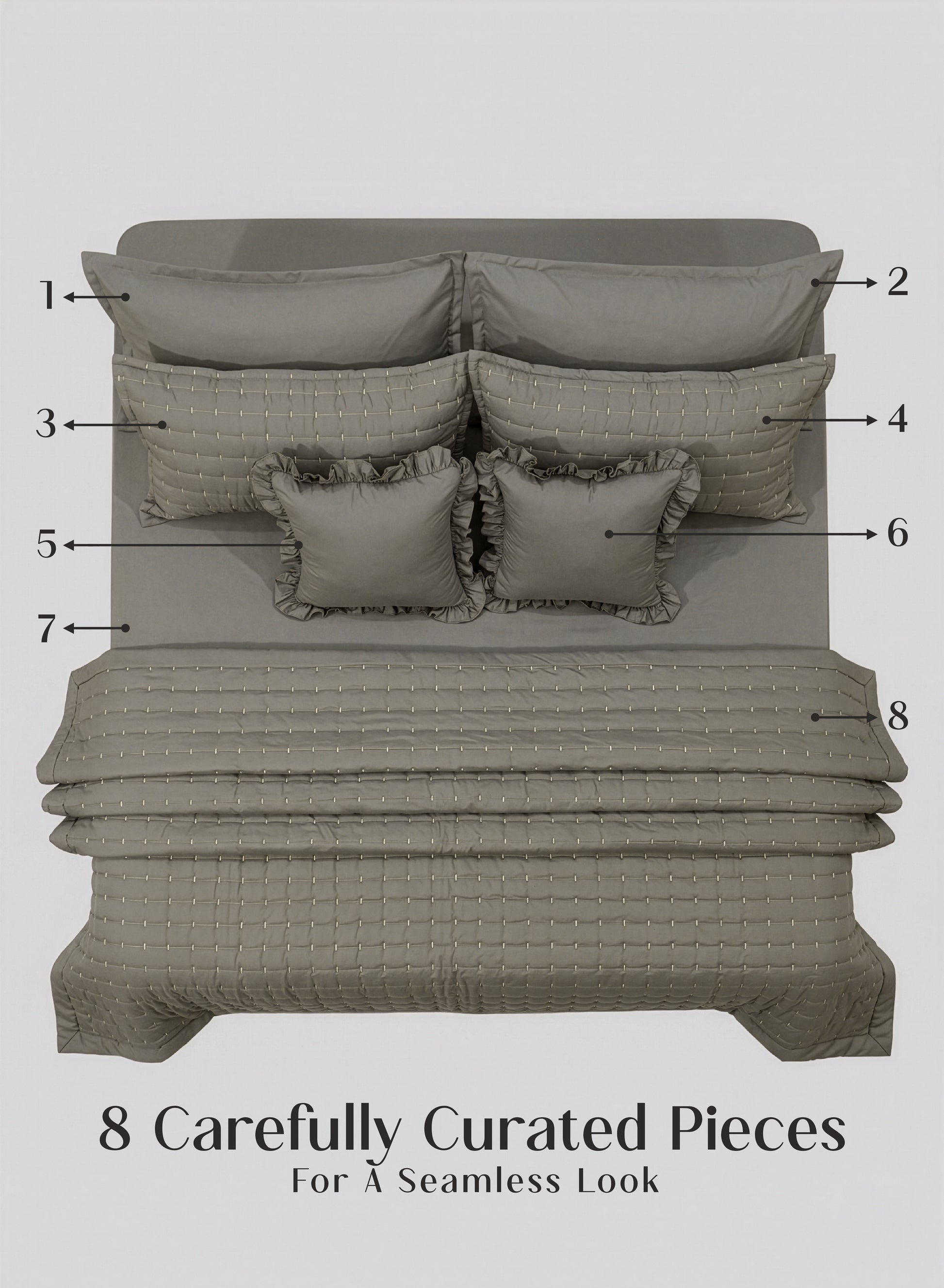 Home Crayons CloudTouch™ 8-Piece AC Bedding Set | Complete Bedroom Upgrade in One Set | Smoked Coffee