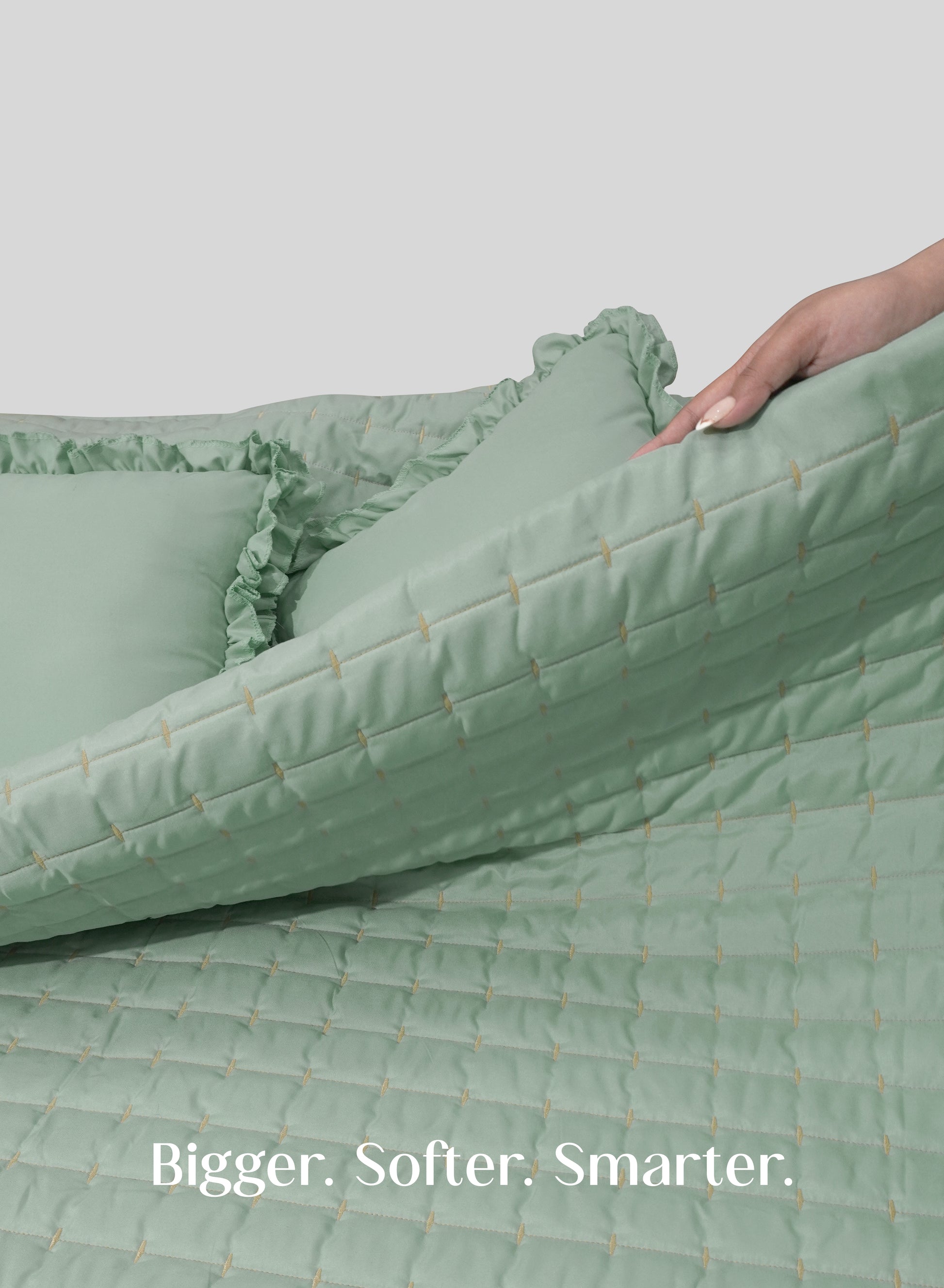 Home Crayons CloudTouch™ Comforter Set | All-Season | 33% Oversized | Includes 2 Pillow Covers & 2 Cushion Covers | Matcha Milk