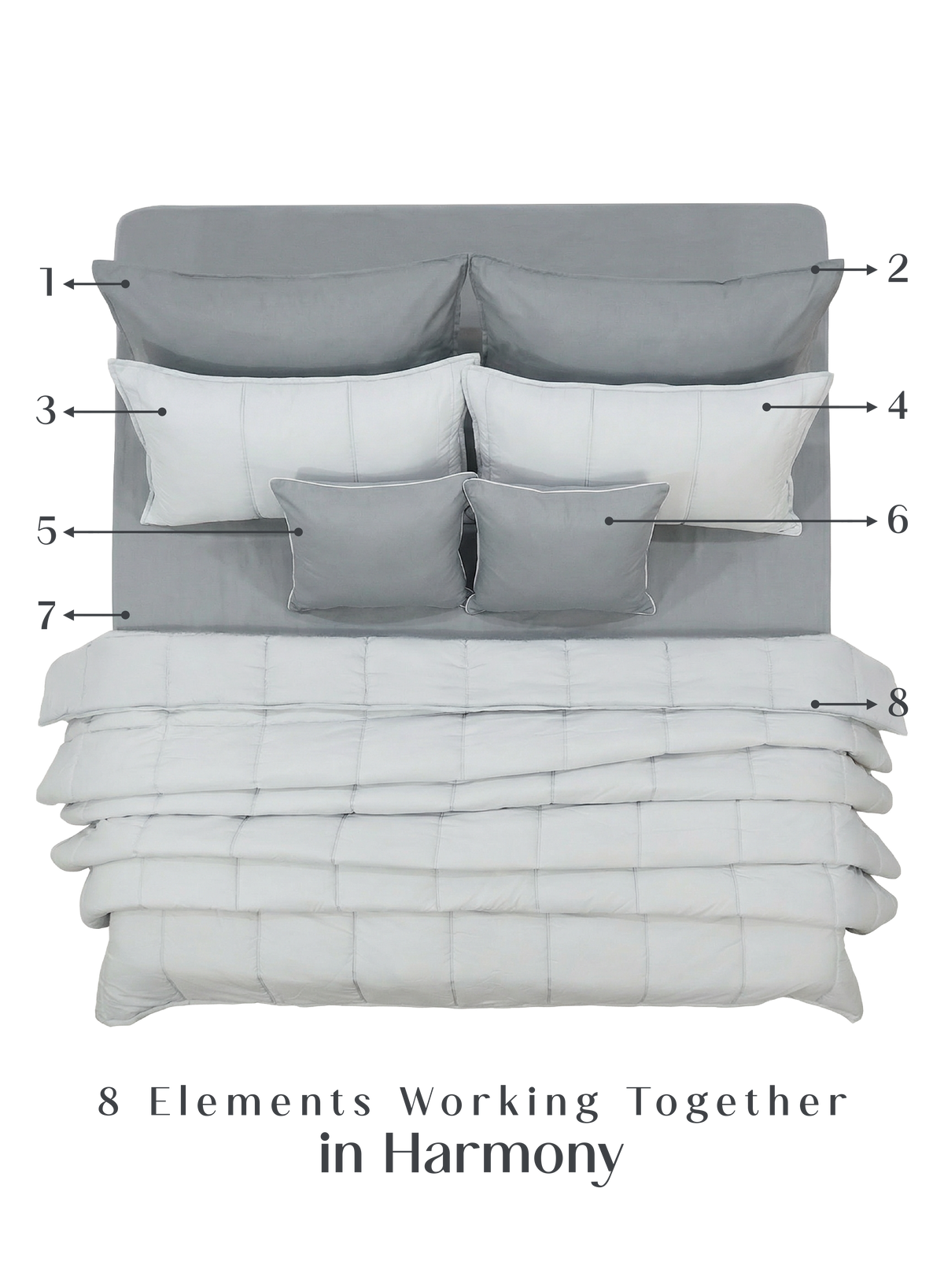 Cocoon 8-Piece Bedding Set | Pearl Gray
