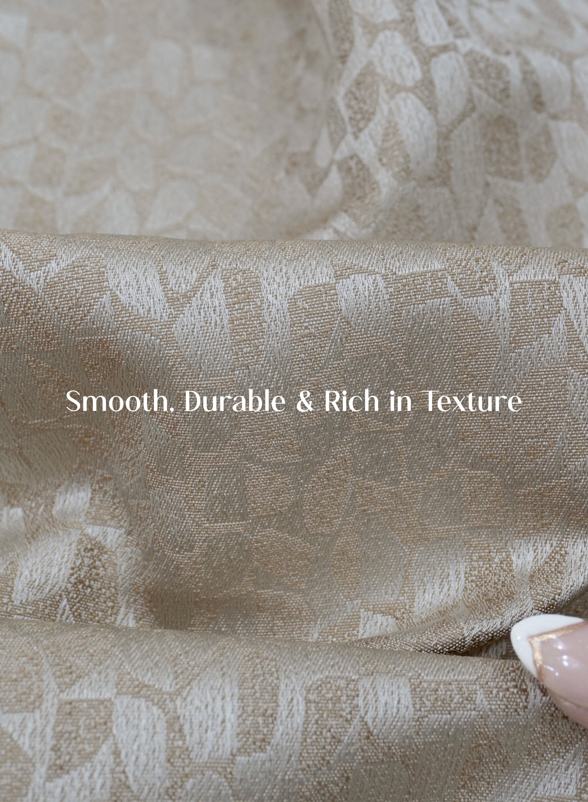 Eudora Jacquard Room Darkening Curtains | Pebble Jacquard Weave | Tan | Set of 2 | Fully Customizable