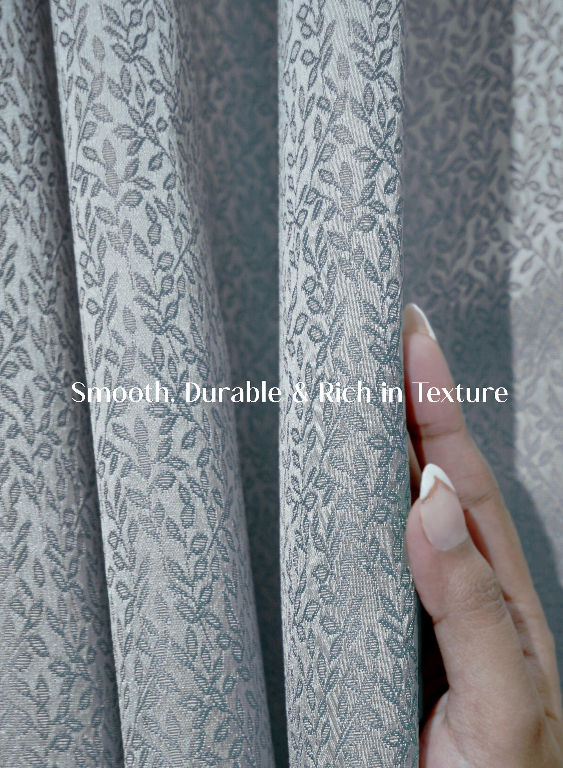 Eudora Jacquard Room Darkening Curtains | European Jacquard Weave | Twilight Aqua | Set of 2 | Fully Customizable