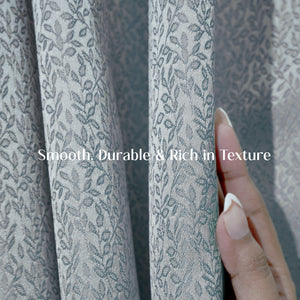 Eudora Jacquard Room Darkening Curtains | European Jacquard Weave | Twilight Aqua | Set of 2 | Fully Customizable