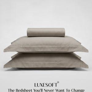 Home Crayons LuxeSoft™ Double Bedsheet Set | Oversized King | Includes 2 Pillow Covers & 2 Cushion Covers | Latte Crème