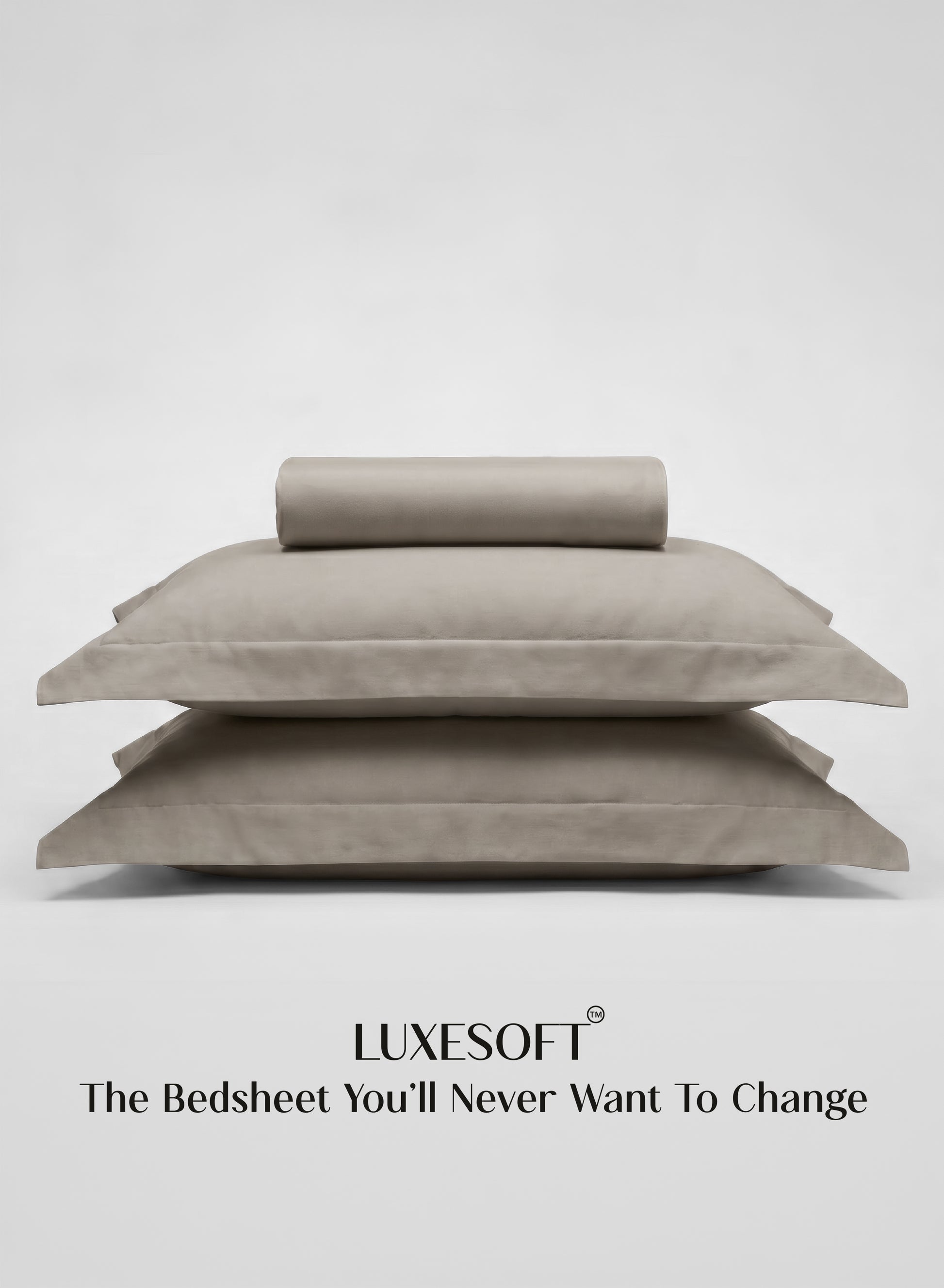 Home Crayons LuxeSoft™ Double Bedsheet Set | Oversized King | Includes 2 Pillow Covers & 2 Cushion Covers | Latte Crème