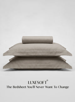 Home Crayons LuxeSoft™ Double Bedsheet Set | Oversized King | Includes 2 Pillow Covers & 2 Cushion Covers | Latte Crème