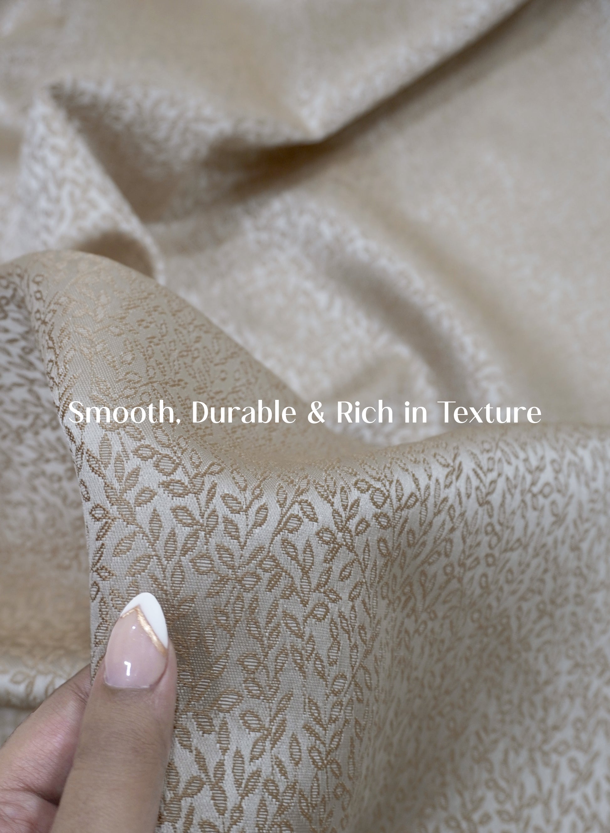 Eudora Jacquard Room Darkening Curtains | European Jacquard Weave | Tan | Set of 2 | Fully Customizable