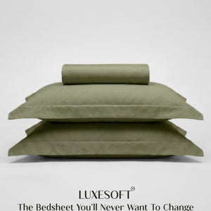 Home Crayons LuxeSoft™ Double Bedsheet Set | Oversized King | Includes 2 Pillow Covers & 2 Cushion Covers | Olive Grove