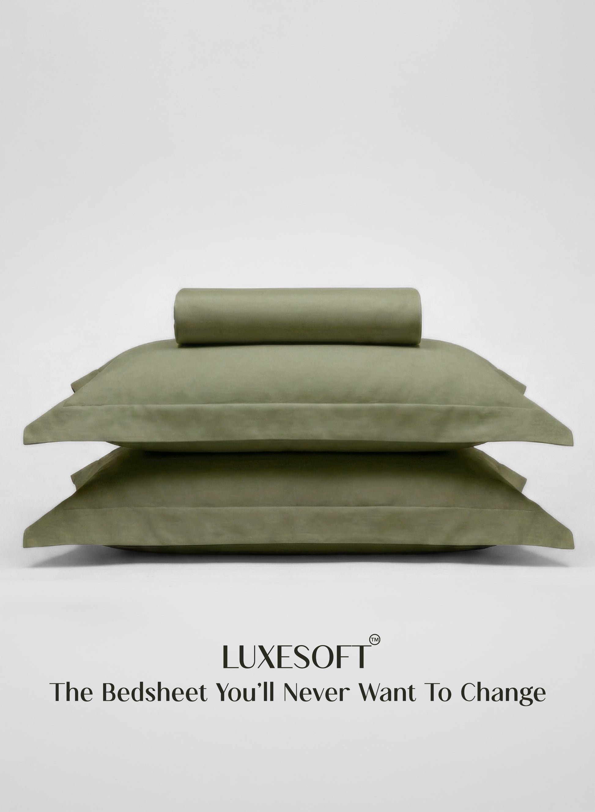Home Crayons LuxeSoft™ Double Bedsheet Set | Oversized King | Includes 2 Pillow Covers & 2 Cushion Covers | Olive Grove