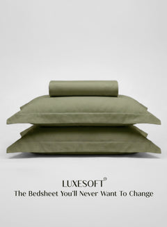 Home Crayons LuxeSoft™ Double Bedsheet Set | Oversized King | Includes 2 Pillow Covers & 2 Cushion Covers | Olive Grove