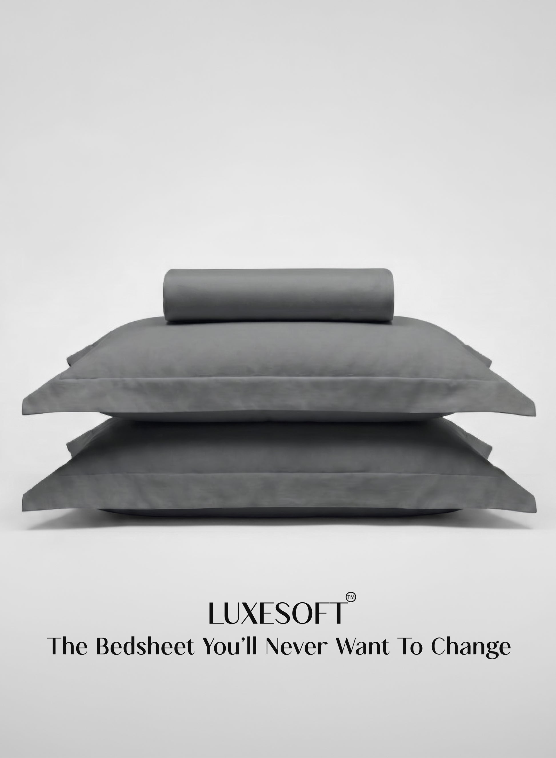 Home Crayons LuxeSoft™ Double Bedsheet Set | Oversized King | Includes 2 Pillow Covers & 2 Cushion Covers | Pebble Gray