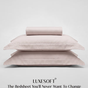 Home Crayons LuxeSoft™ Double Bedsheet Set | Oversized King | Includes 2 Pillow Covers & 2 Cushion Covers | Sakura Blush
