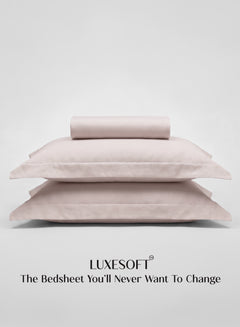 Home Crayons LuxeSoft™ Double Bedsheet Set | Oversized King | Includes 2 Pillow Covers & 2 Cushion Covers | Sakura Blush