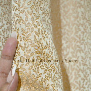 Eudora Jacquard Blackout Curtains | European Jacquard Weave & Total Light Block | Champagne Gold | Set of 2 | Fully Customizable