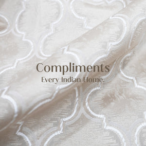 Teramo Jacquard Room Darkening Curtains | Crest Jacquard Weave | Sahara Beige | Set of 2 | Fully Customizable