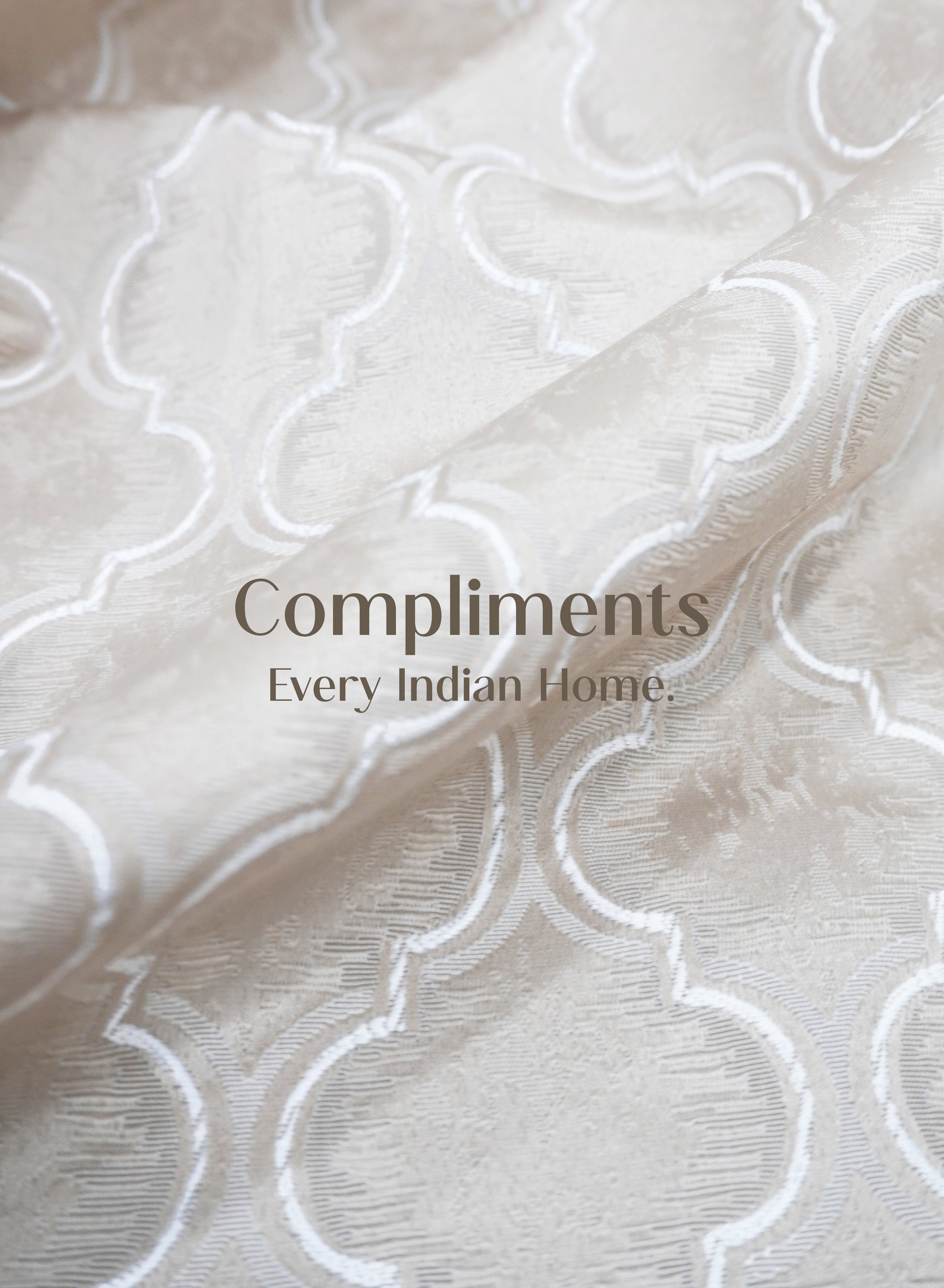 Teramo Jacquard Room Darkening Curtains | Crest Jacquard Weave | Sahara Beige | Set of 2 | Fully Customizable