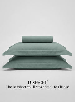 Home Crayons LuxeSoft™ Bedsheet Double Set | Oversized King | Includes 2 Pillow Covers & 2 Cushion Covers | Sage Green