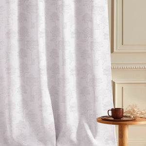 Bern Jacquard Blackout Curtains | Scenic Tree Pattern & Total Light Block | Snow White | Set of 2 | Fully Customizable
