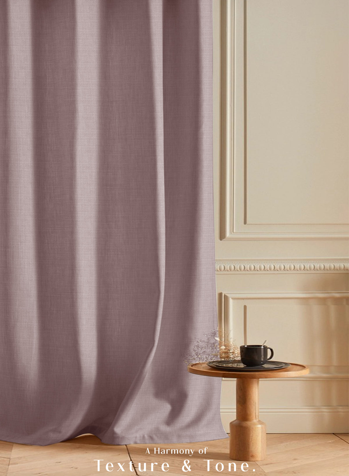 Cocoon Minimal Texture Room Darkening Curtains | Modern Aesthetic | Ash Brown | Set of 2 | Fully Customizable