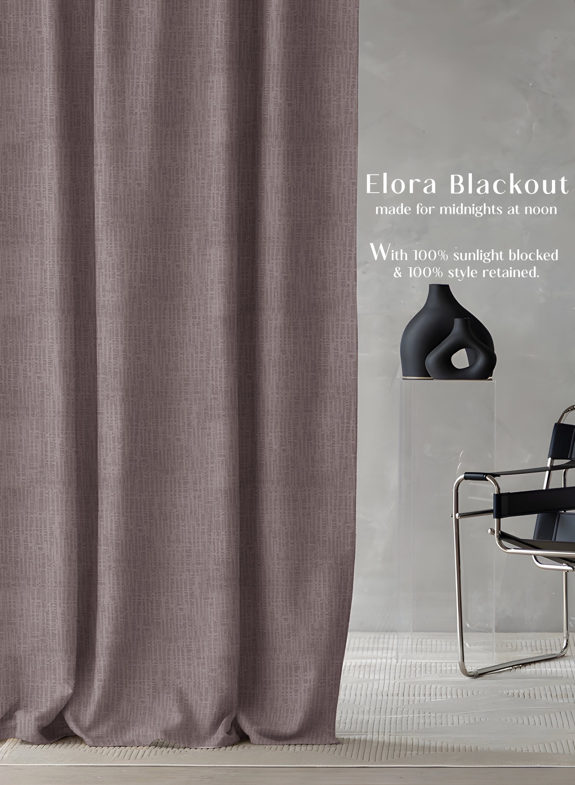 Elora Textured Blackout Curtains | Minimal Design & Total Light Block | Taupe Brown | Set of 2 | Fully Customizable