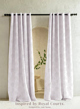 Bern Jacquard Blackout Curtains | Scenic Tree Pattern & Total Light Block | Snow White | Set of 2 | Fully Customizable