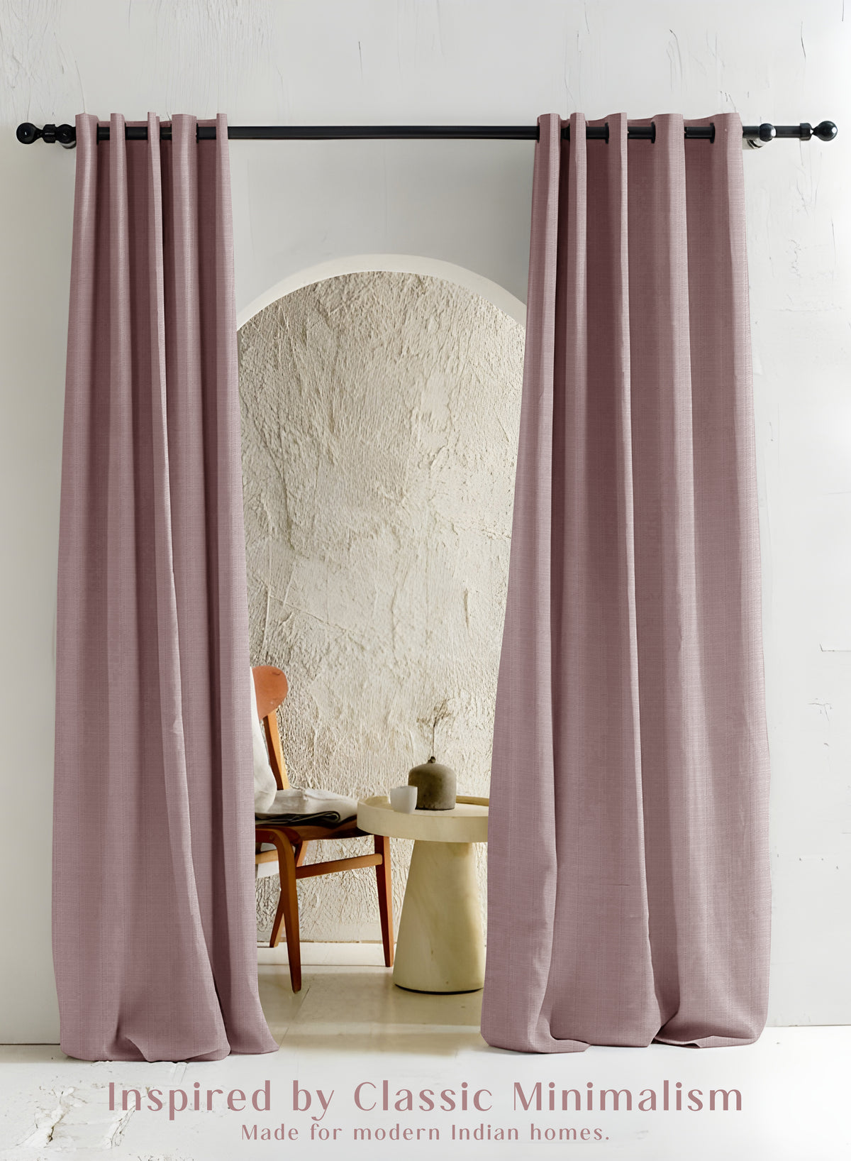 Cocoon Minimal Texture Room Darkening Curtains | Modern Aesthetic | Ash Brown | Set of 2 | Fully Customizable
