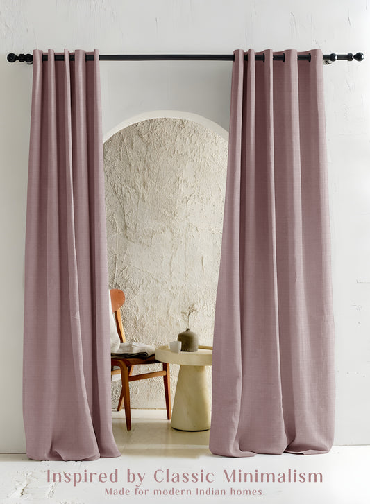 Cocoon Minimal Texture Room Darkening Curtains | Modern Aesthetic | Ash Brown | Set of 2 | Fully Customizable