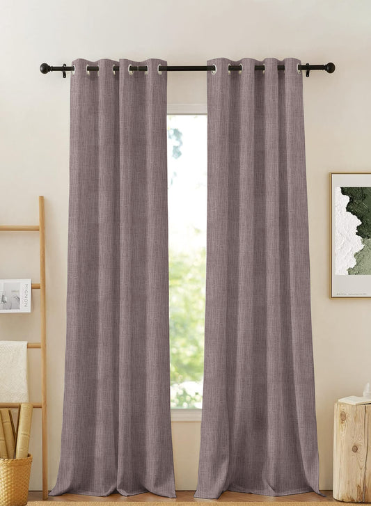 Elora Textured Blackout Curtains | Minimal Design & Total Light Block | Taupe Brown | Set of 2 | Fully Customizable