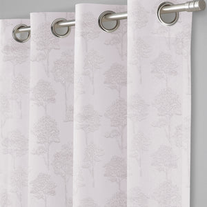 Bern Jacquard Blackout Curtains | Scenic Tree Pattern & Total Light Block | Snow White | Set of 2 | Fully Customizable