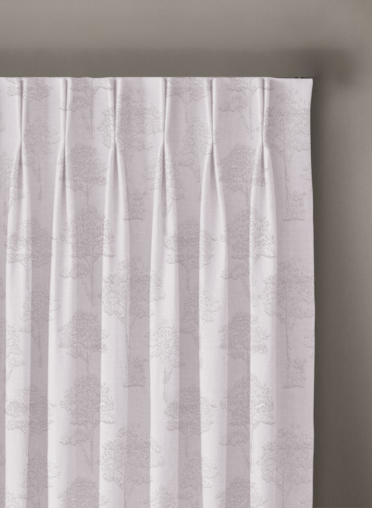 Bern Jacquard Blackout Curtains | Scenic Tree Pattern & Total Light Block | Snow White | Set of 2 | Fully Customizable