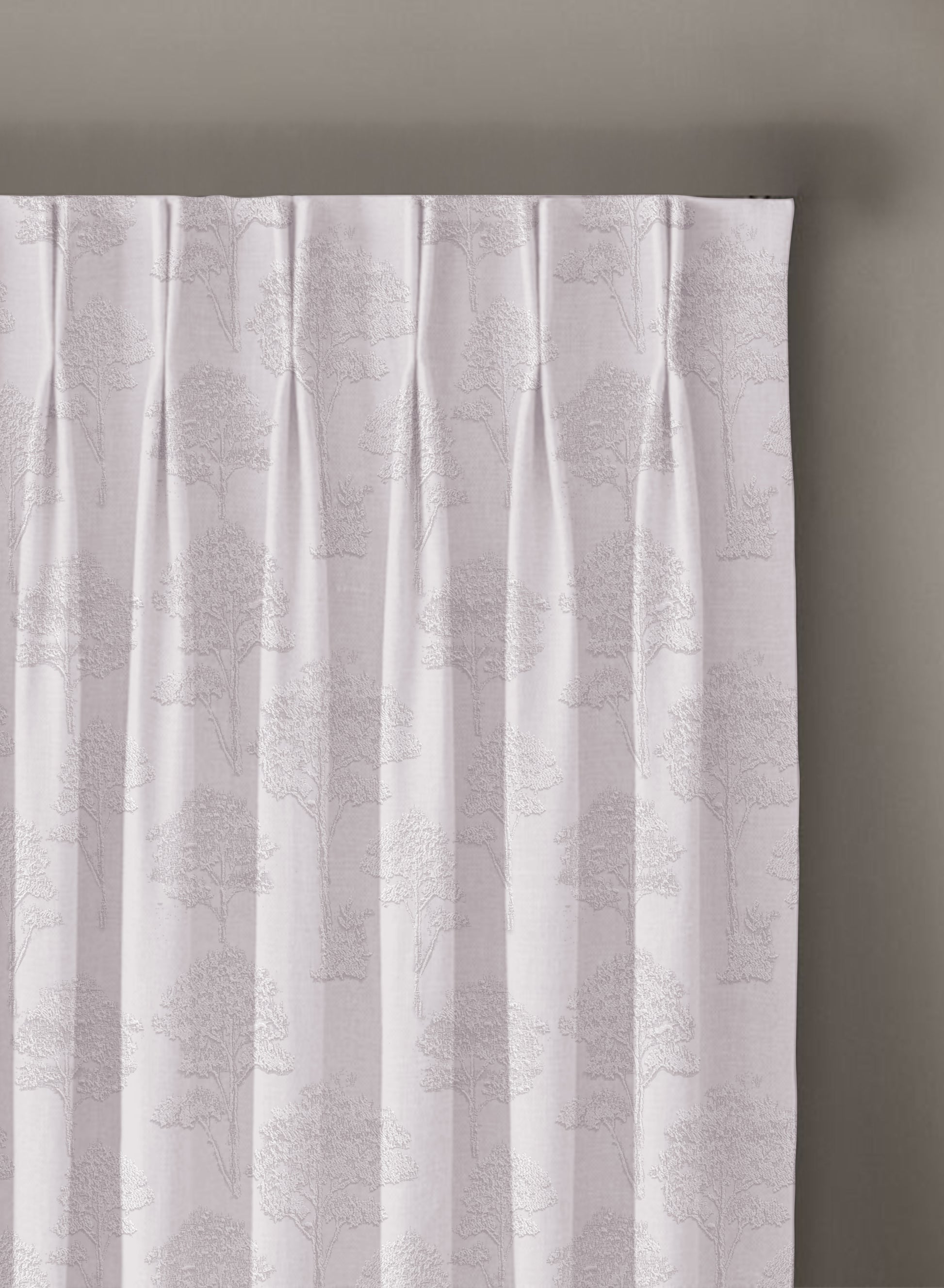 Bern Jacquard Blackout Curtains | Scenic Tree Pattern & Total Light Block | Snow White | Set of 2 | Fully Customizable