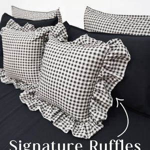 Crayonic™ 8-Piece AC Bedding Set | Signature Designer Bedding for AC Rooms | Midnight Gingham