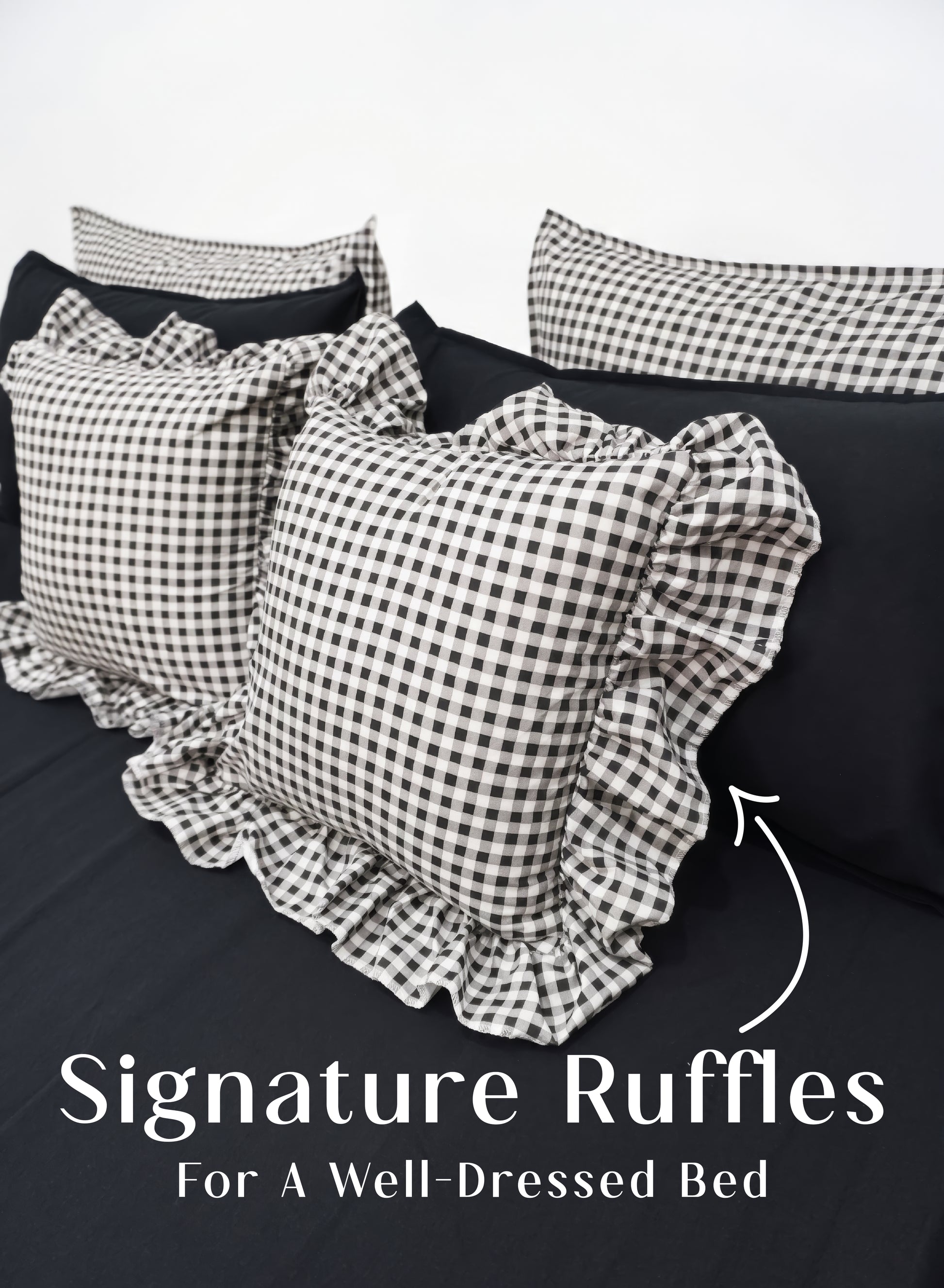 Crayonic™ 8-Piece AC Bedding Set | Signature Designer Bedding for AC Rooms | Midnight Gingham