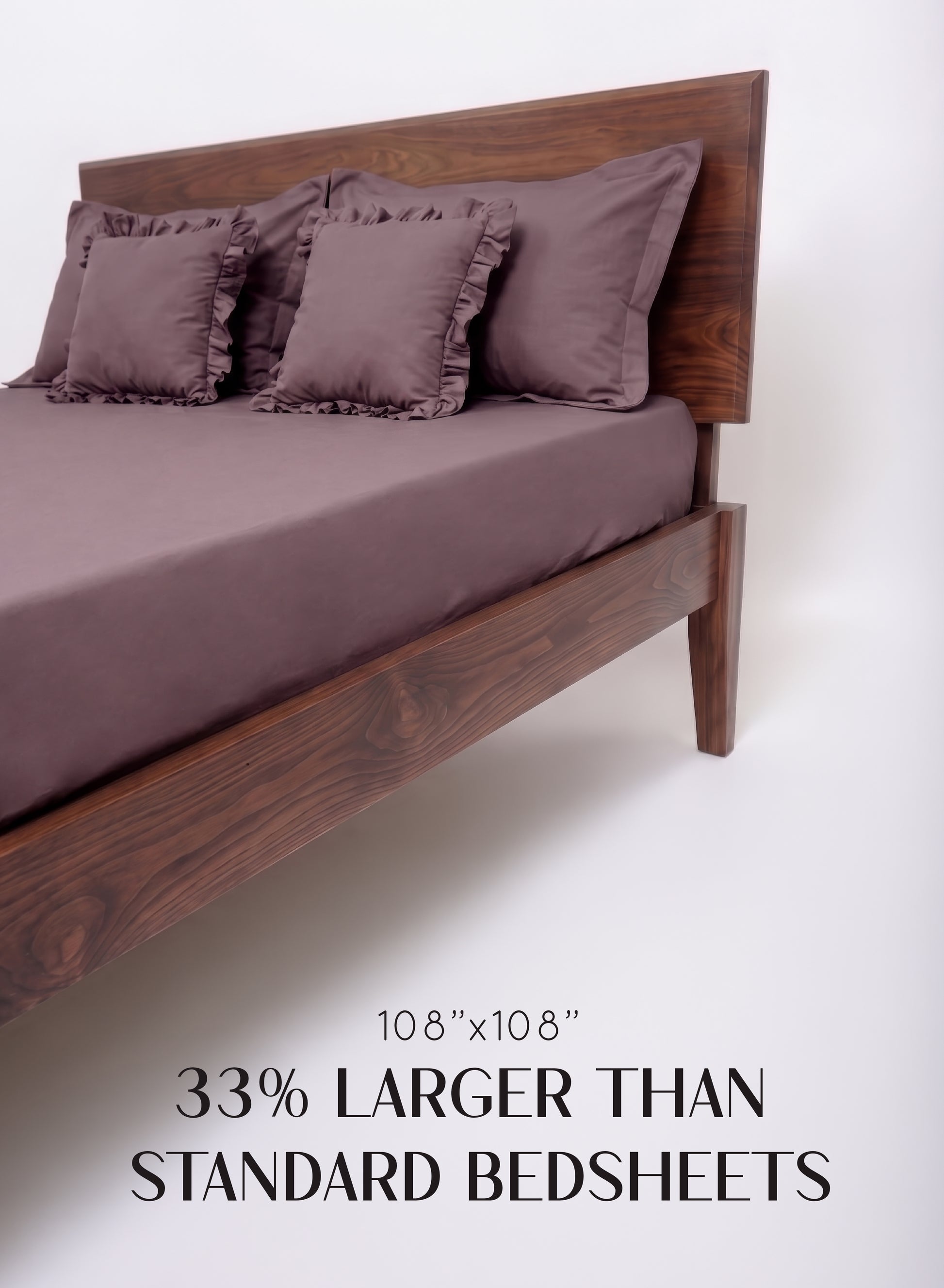 Home Crayons LuxeSoft™ Double Bedsheet Set | Oversized King | Includes 2 Pillow Covers & 2 Cushion Covers | Mulberry
