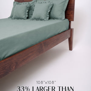 Home Crayons LuxeSoft™ Bedsheet Double Set | Oversized King | Includes 2 Pillow Covers & 2 Cushion Covers | Sage Green