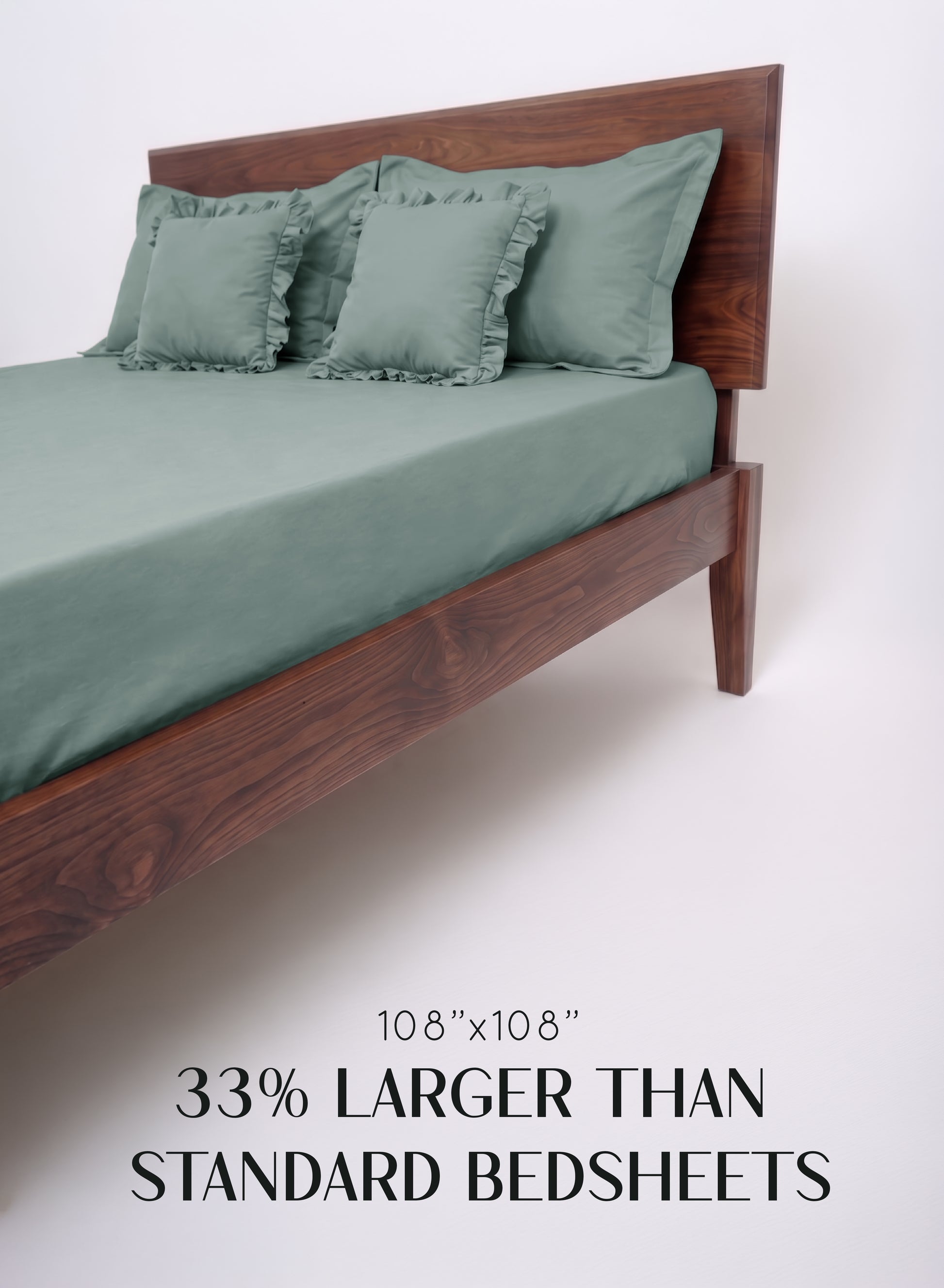 Home Crayons LuxeSoft™ Bedsheet Double Set | Oversized King | Includes 2 Pillow Covers & 2 Cushion Covers | Sage Green