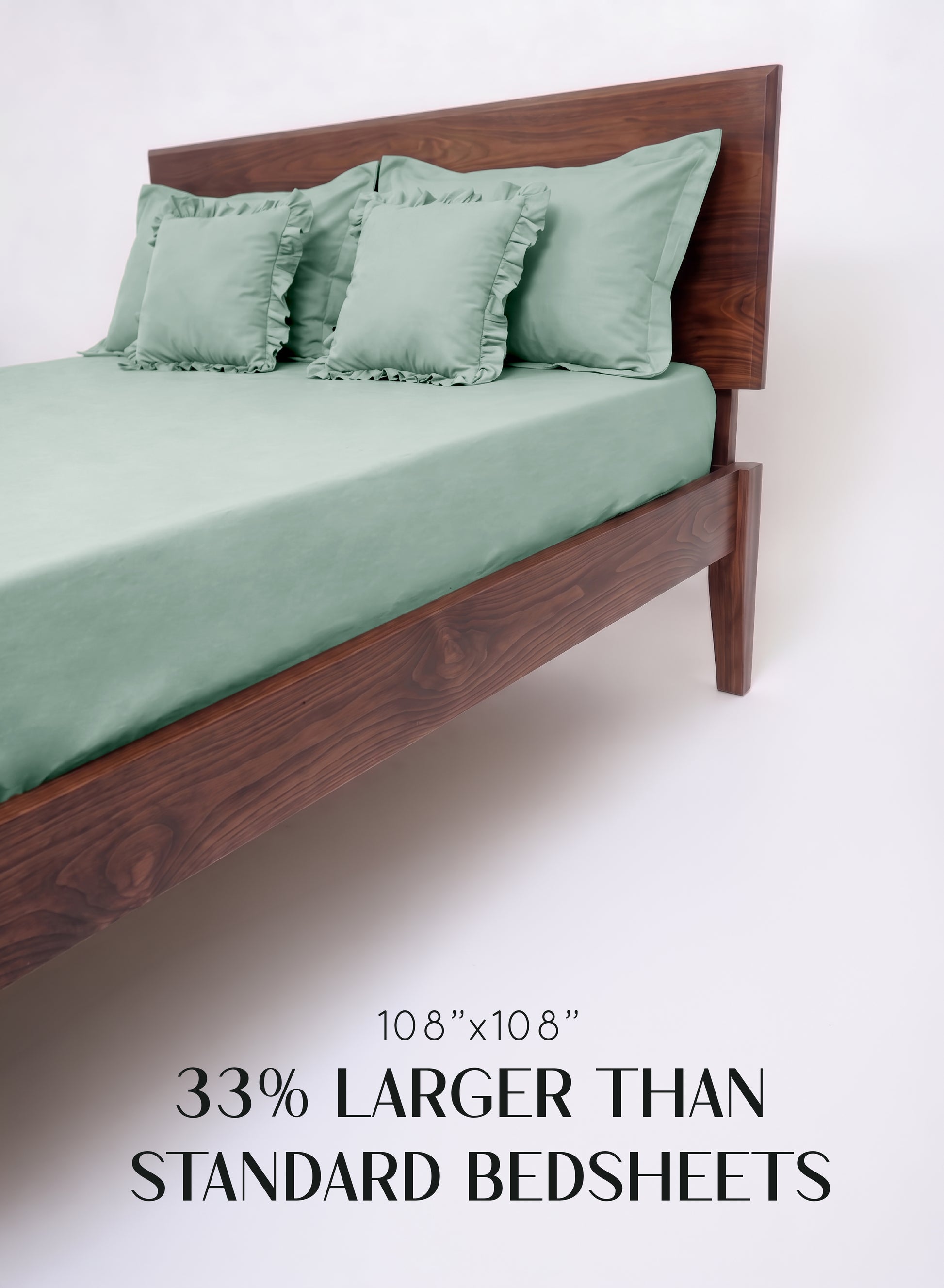 Home Crayons LuxeSoft™ Double Bedsheet Set | Oversized King | Includes 2 Pillow Covers & 2 Cushion Covers | Matcha Milk