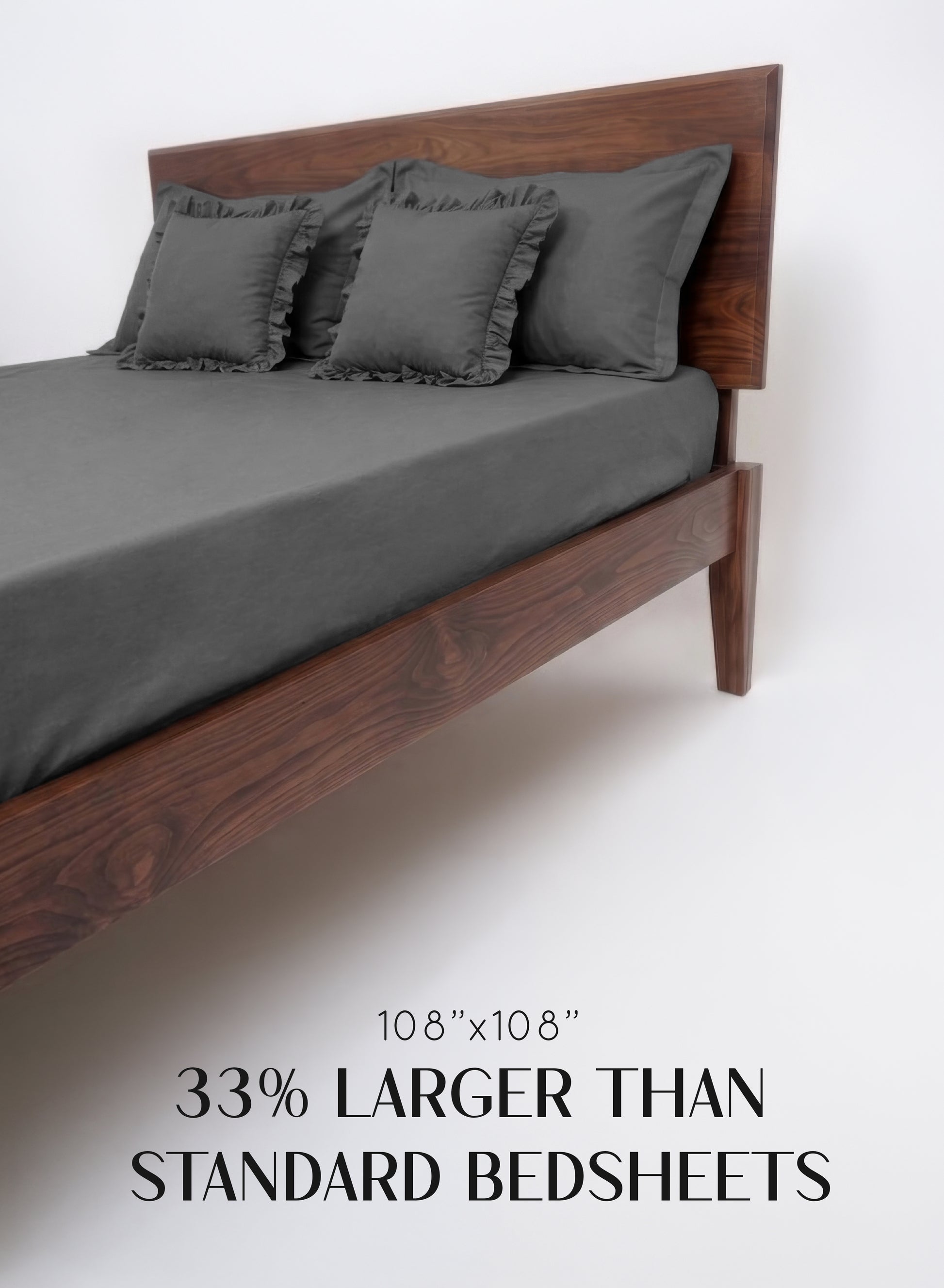 Home Crayons LuxeSoft™ Double Bedsheet Set | Oversized King | Includes 2 Pillow Covers & 2 Cushion Covers | Pebble Gray