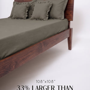 Home Crayons LuxeSoft™ Double Bedsheet Set | Oversized King | Includes 2 Pillow Covers & 2 Cushion Covers | Smoked Coffee