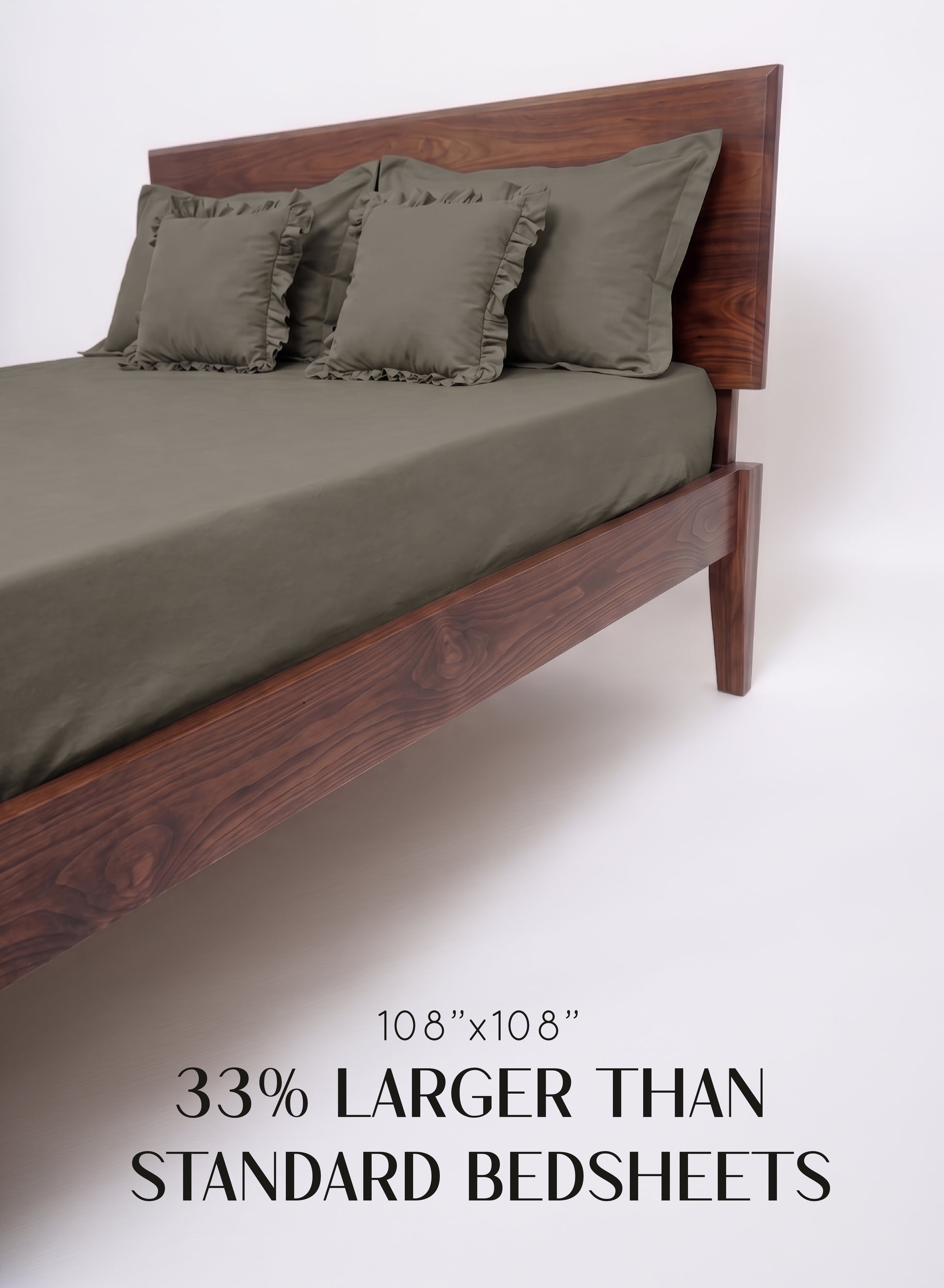 Home Crayons LuxeSoft™ Double Bedsheet Set | Oversized King | Includes 2 Pillow Covers & 2 Cushion Covers | Smoked Coffee