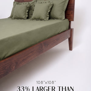 Home Crayons LuxeSoft™ Double Bedsheet Set | Oversized King | Includes 2 Pillow Covers & 2 Cushion Covers | Olive Grove