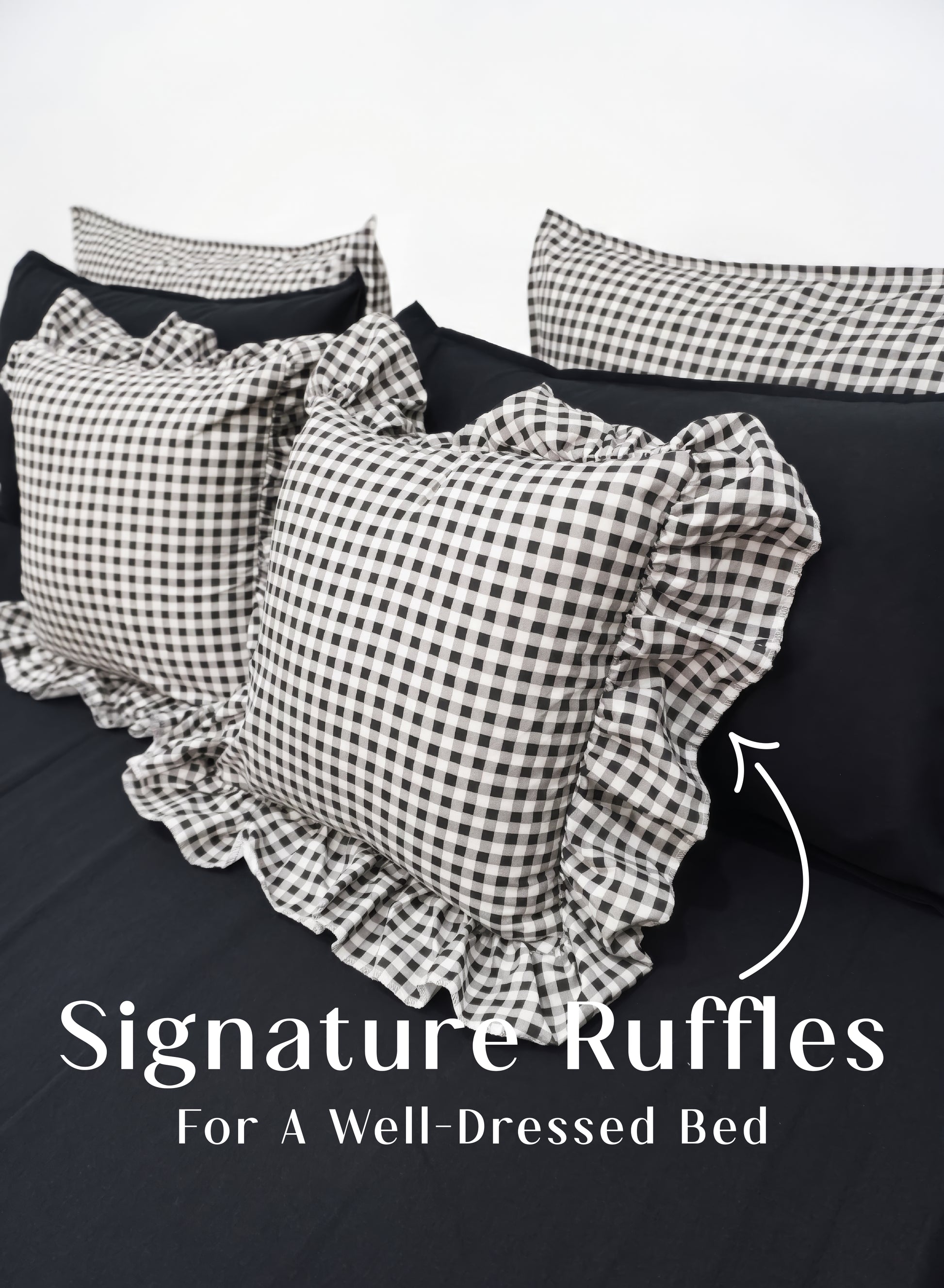 Crayonic™ 8-Piece AC Bedding Set | Signature Designer Bedding for AC Rooms | Midnight Gingham