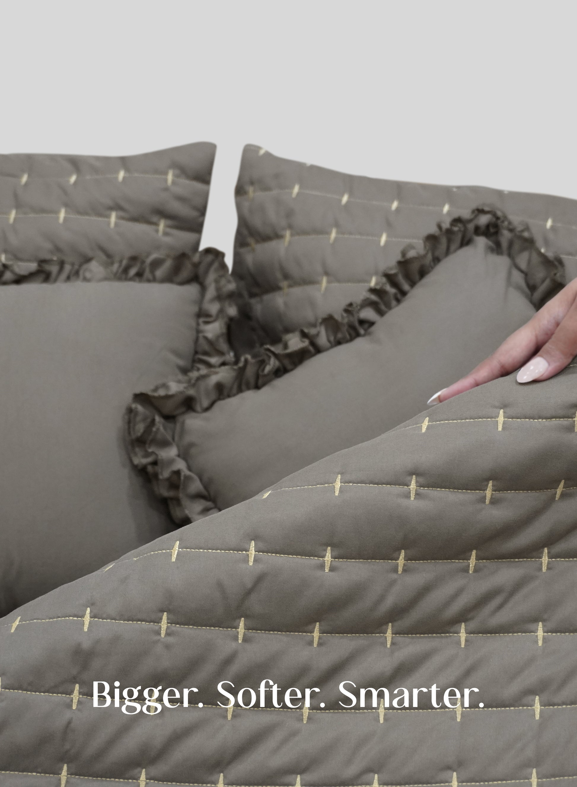 Home Crayons CloudTouch™ Comforter Set | All-Season | 33% Oversized | Includes 2 Pillow Covers & 2 Cushion Covers | Smoked Coffee