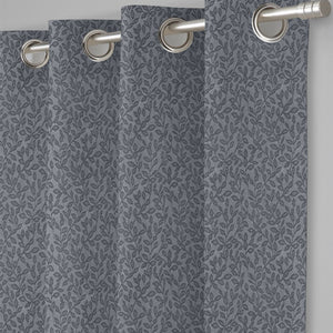 Eudora Jacquard Room Darkening Curtains | European Jacquard Weave | Dusk Gray | Set of 2 | Fully Customizable