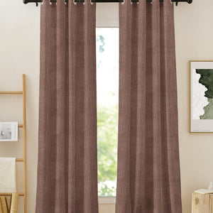 Elora Textured Blackout Curtains | Minimal Design & Total Light Block | Caramel Brown | Set of 2 | Fully Customizable