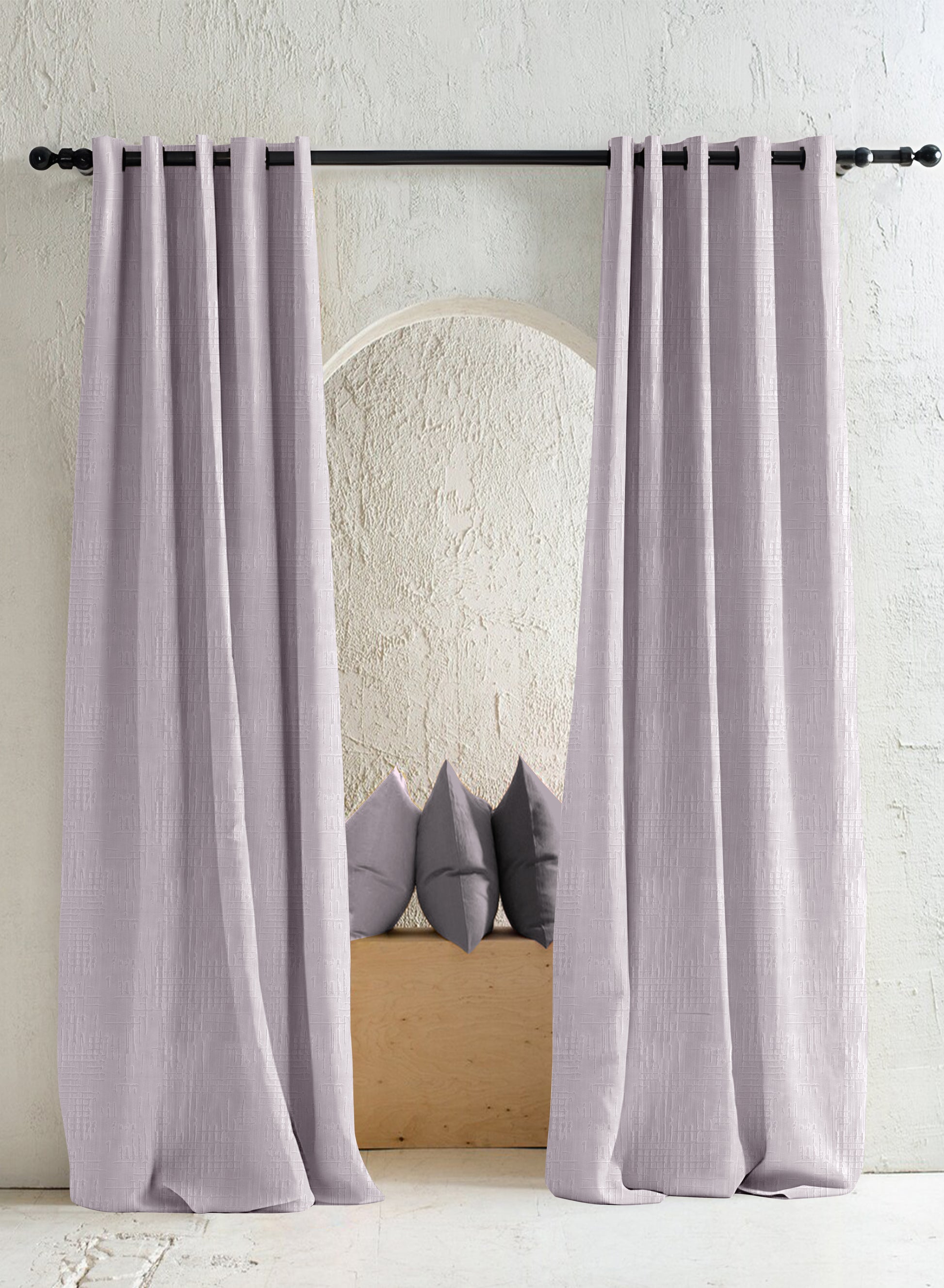 Elsa Textured Room Darkening Curtains | Pearl White | Set of 2