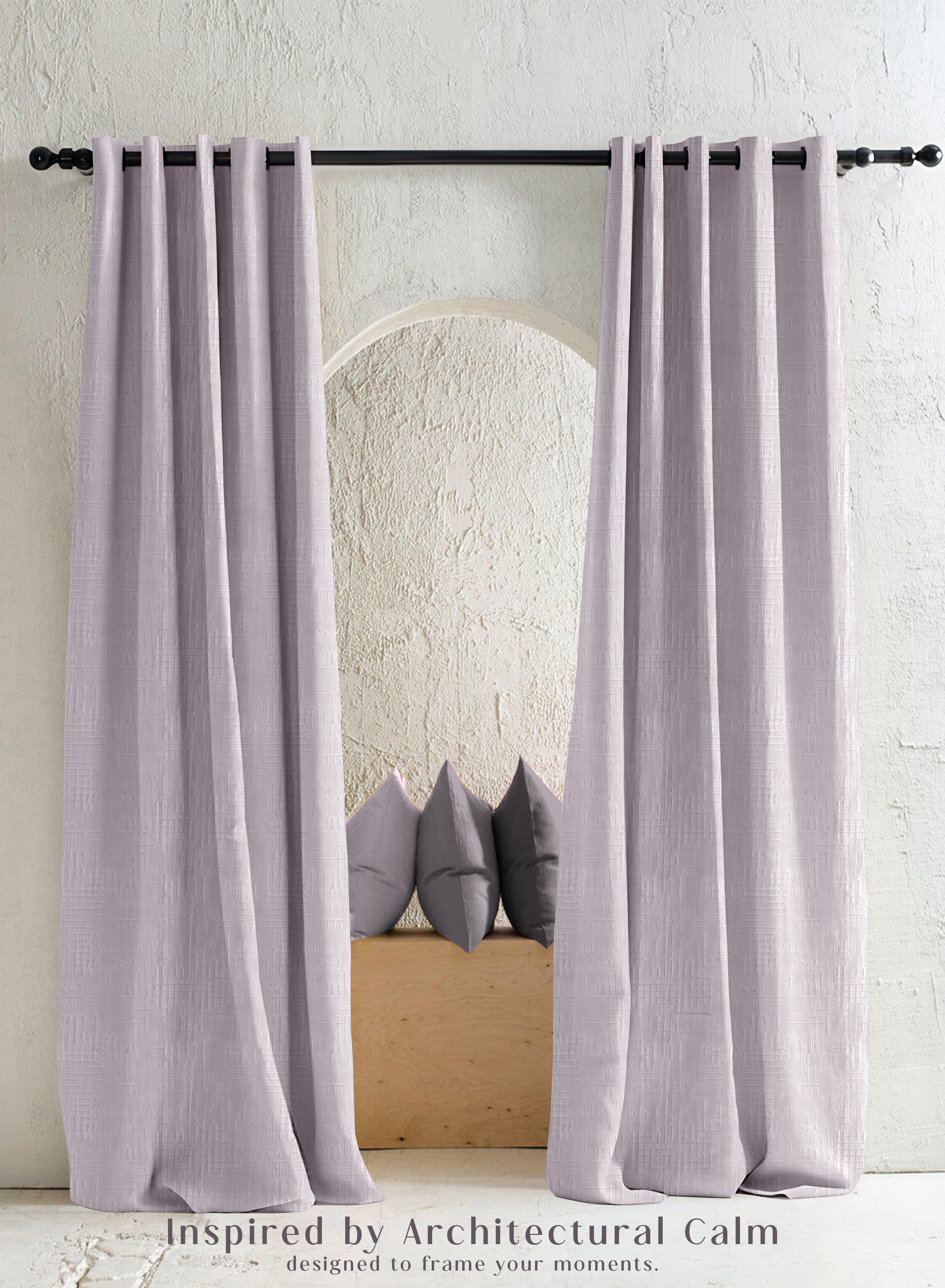 Elsa Textured Room Darkening Curtains | Modern Aesthetic | Pearl White | Set of 2 | Fully Customizable