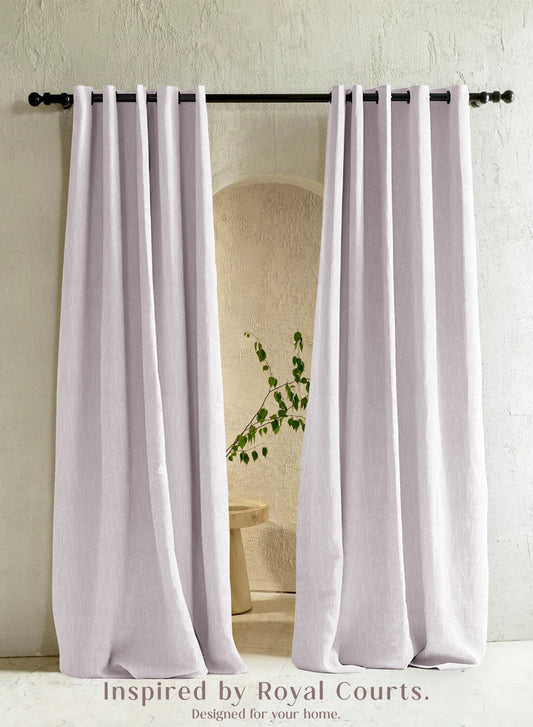 Bern Jacquard Blackout Curtains | Delicate Branch Embroidery & Total Light Block | Snow White | Set of 2 | Fully Customizable